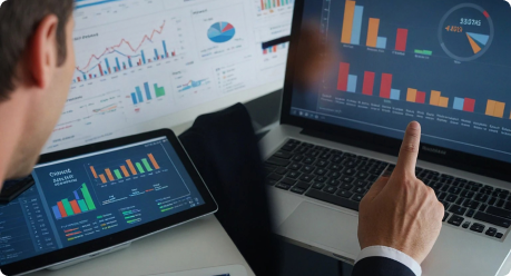 Practice performance charts on a laptop and tablet